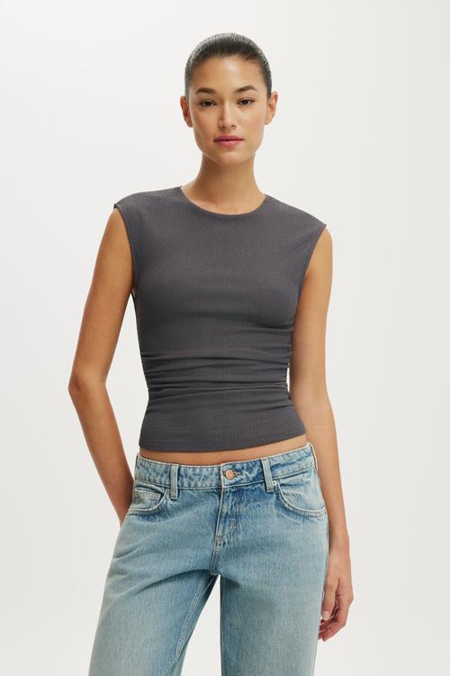 Mia Open Back Top - Steel Onyx