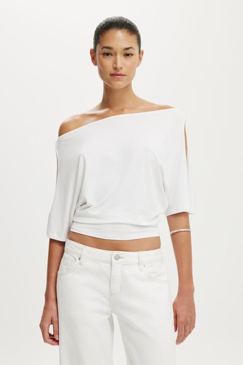 Cold Shoulder Short Sleeve - White