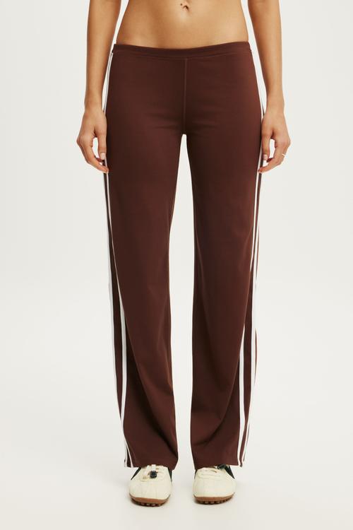 Ultra Soft Low Rise Straight Leg Pant - Chestnut/White