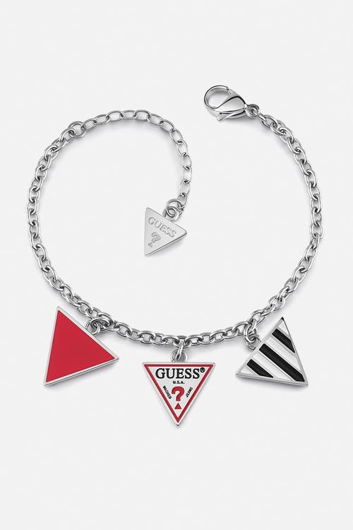 La Guessers Small Chain & Logo Bracelet - Silver