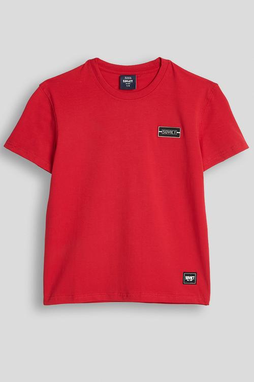 Boys S/Slv Crew Neck Box Tee - Red
