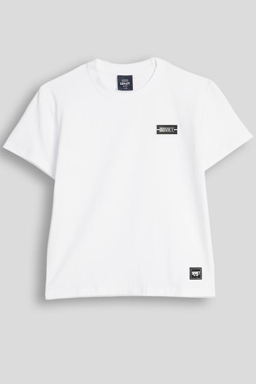 Boys S/Slv Crew Neck Box Tee - White