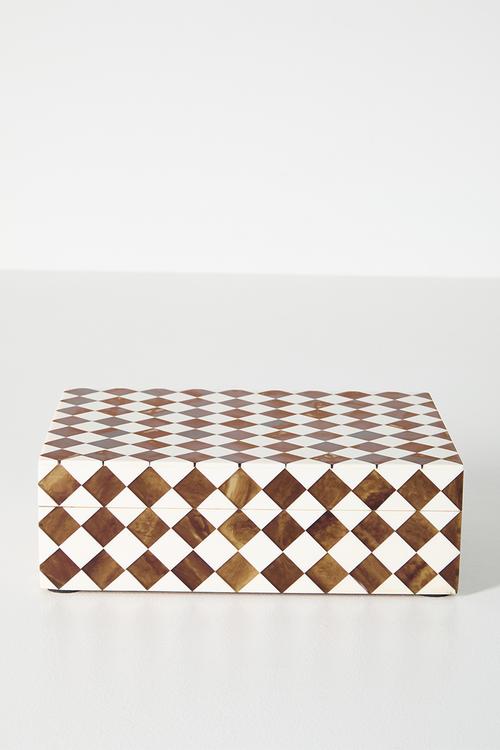 Diamond nlay Trinket Box - Natural