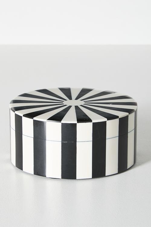 Inlay Round Trinket Box - Black & White