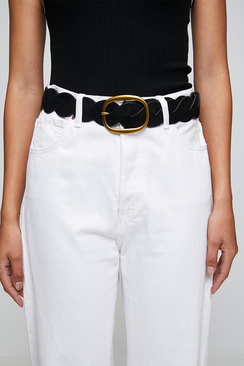 Lilia Braided Belt With Gold Buckle - Black