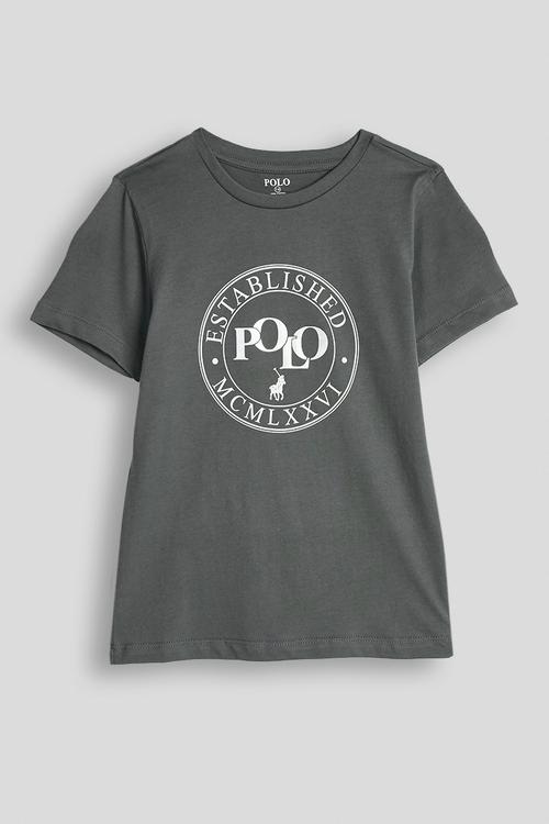 Boys Jake Printed Ss Tee - Gunmetal