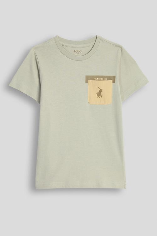 Boys Mpho Patched Pocket Ss Tee - Fog