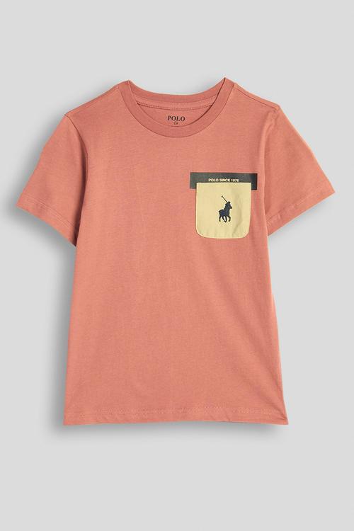 Boys Mpho Patched Pocket Ss Tee - Rosewood