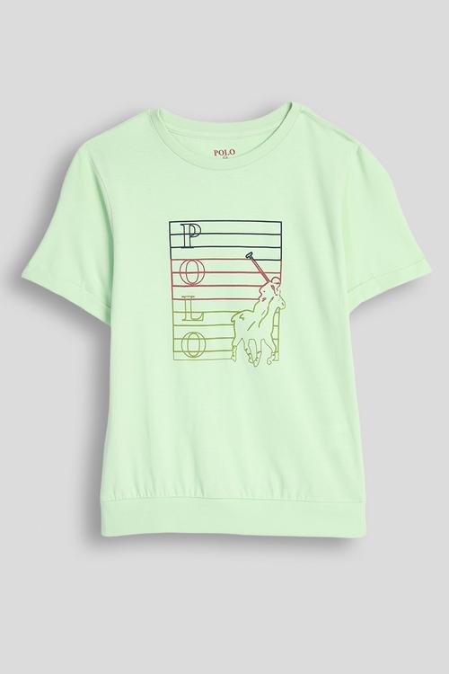 Girls Isabella Printed Blouson Ss Tee - Soft Aloe