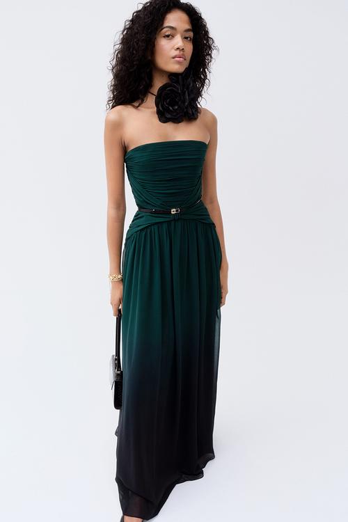 ELIE SAAB H&M: Scarf-detail chiffon dress - green/black