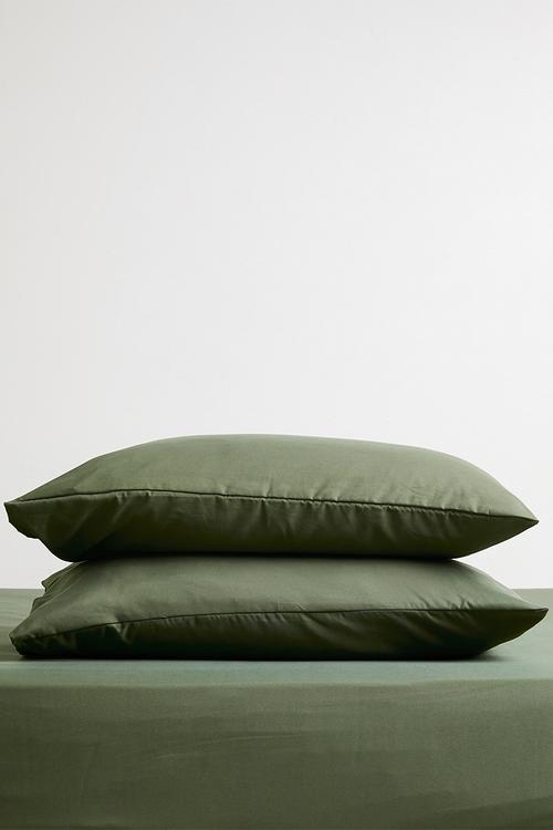 Recycled microfibre standard pillowcase set - Olive
