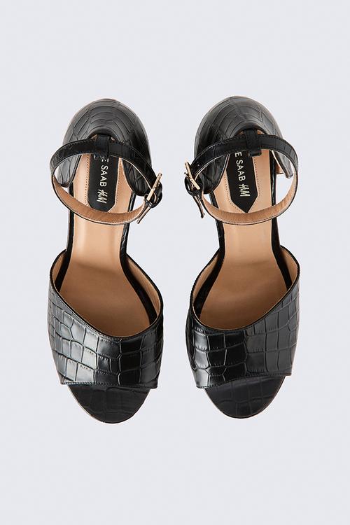 ELIE SAAB H&M: Heeled leather platform sandals - black