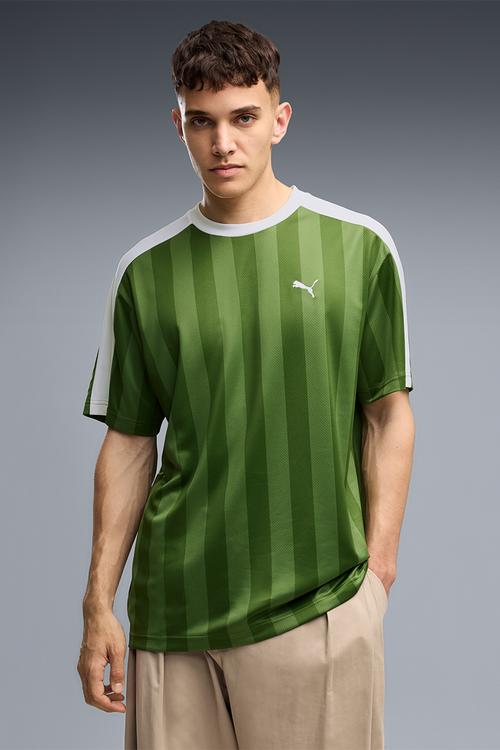 Essential T7 Relaxed Striped Football Jersey - Green