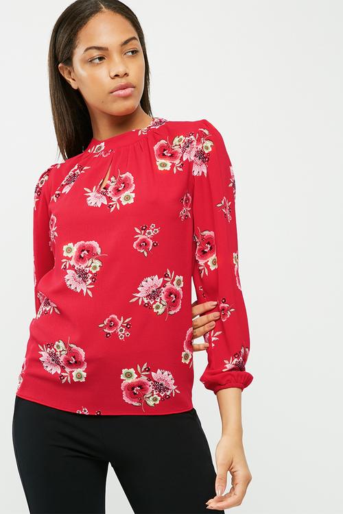 Floral keyhole blouse
