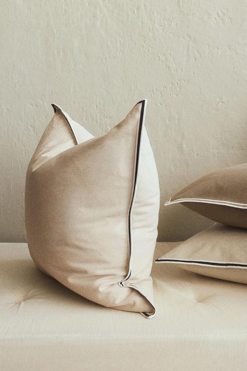 Cotton canvas cushion cover - light beige