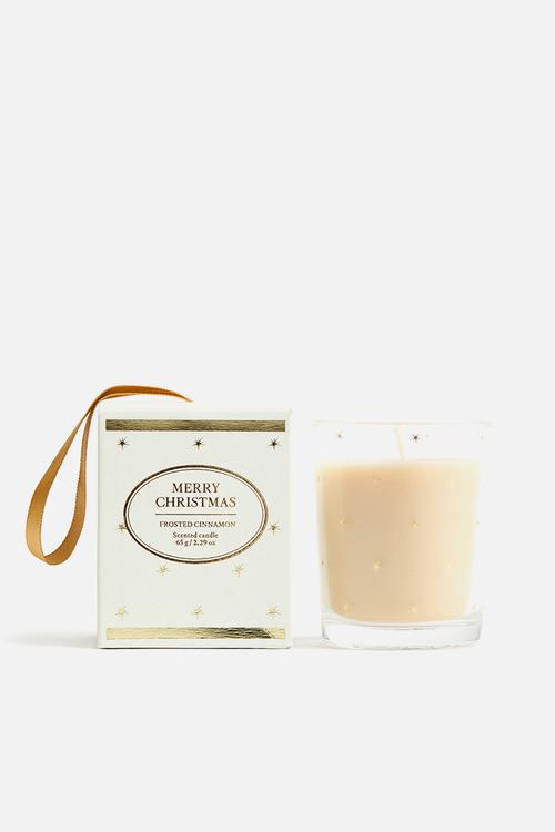 Scented candle in glass holder - merry christmas
