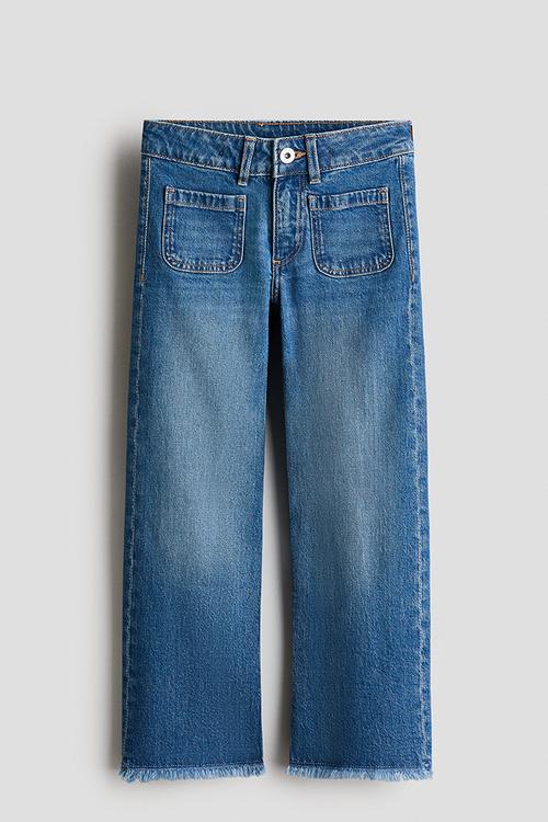 Relaxed fit wide leg ankle jeans - denim blue