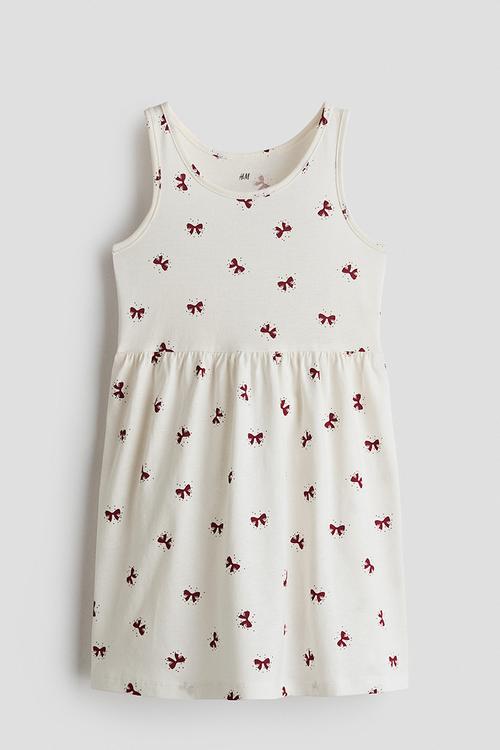 Printed cotton dress - cream/bows