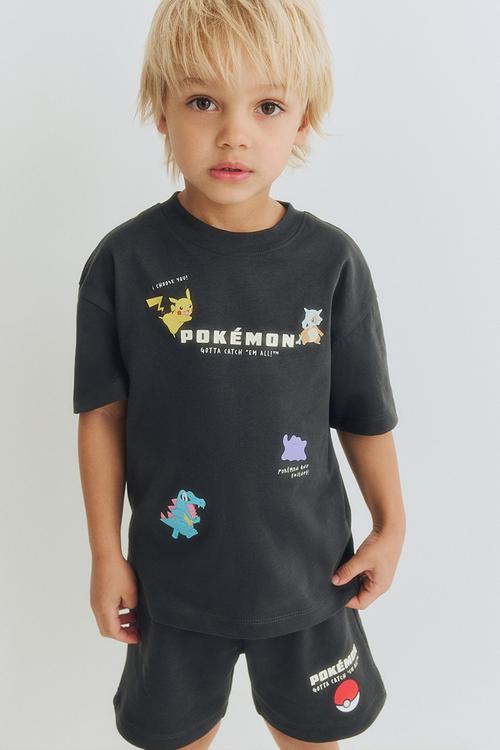 2-Piece printed set - black/pokemon