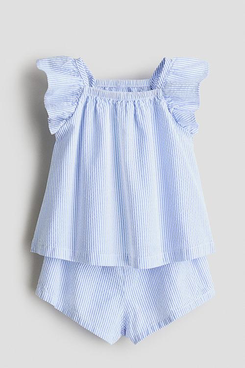 2-Piece set - light blue/white striped