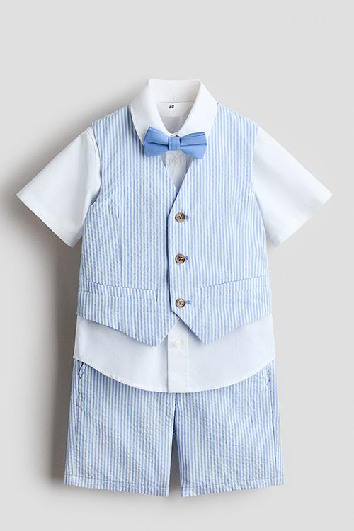 4-Piece dressy set - light blue/striped