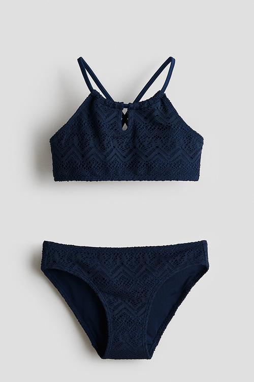 Crocheted-look bikini - navy blue