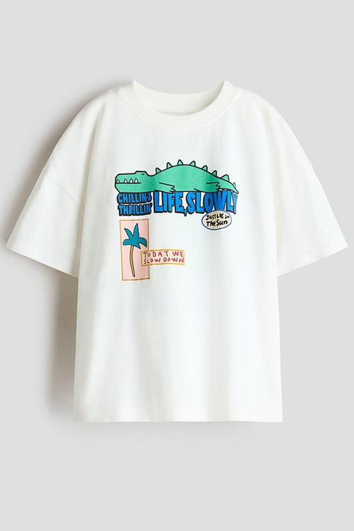 Oversized printed t-shirt - white/dinosaur