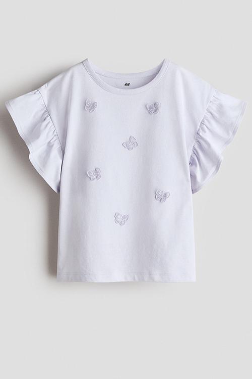 Appliqued top - lilac/butterflies