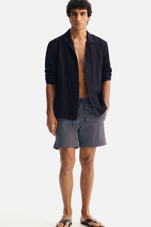 seersucker swim shorts - dark brown/striped