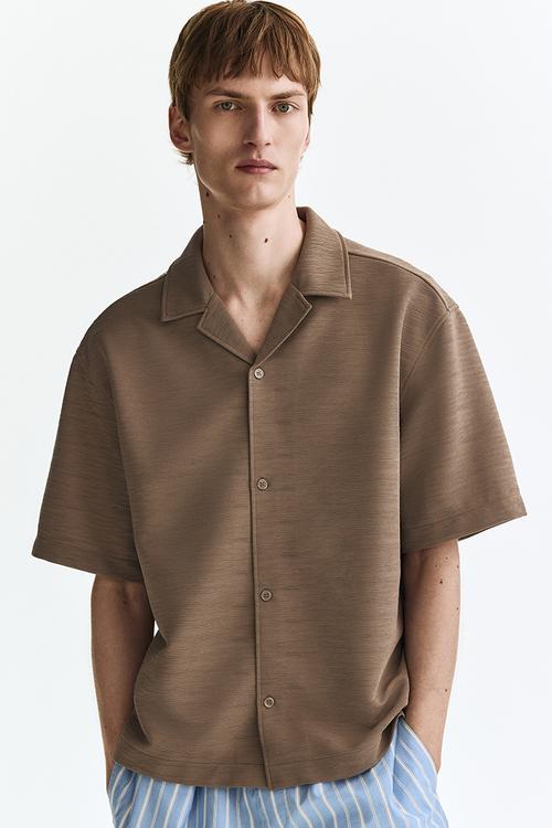 Loose fit resort shirt - beige