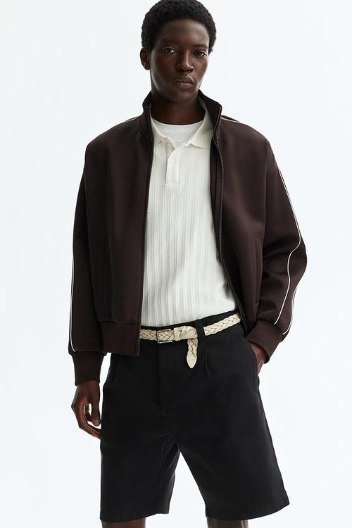 Relaxed fit cotton chino shorts - black