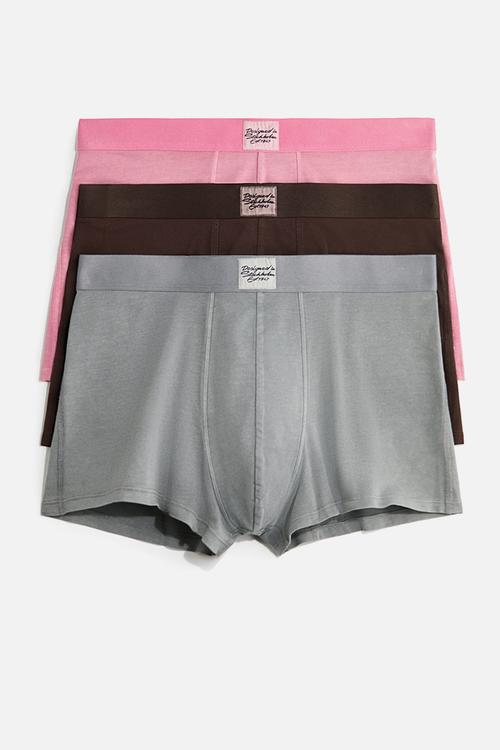 3-Pack ribbed short trunks - pink/brown/grey