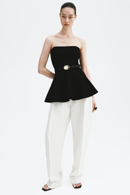 Peplum tube top - black