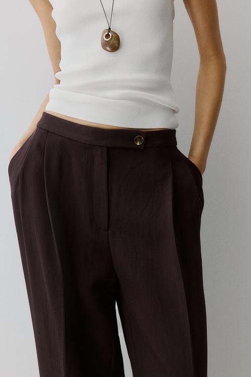 Wide tailored trousers - dark brown