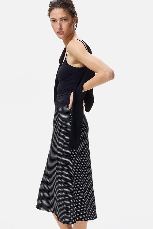 Viscose slip skirt - black/white spotted