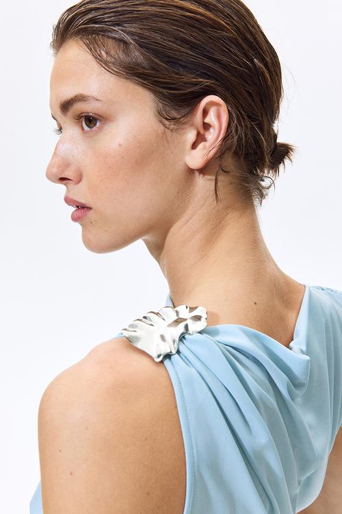 Draped jersey top - light blue