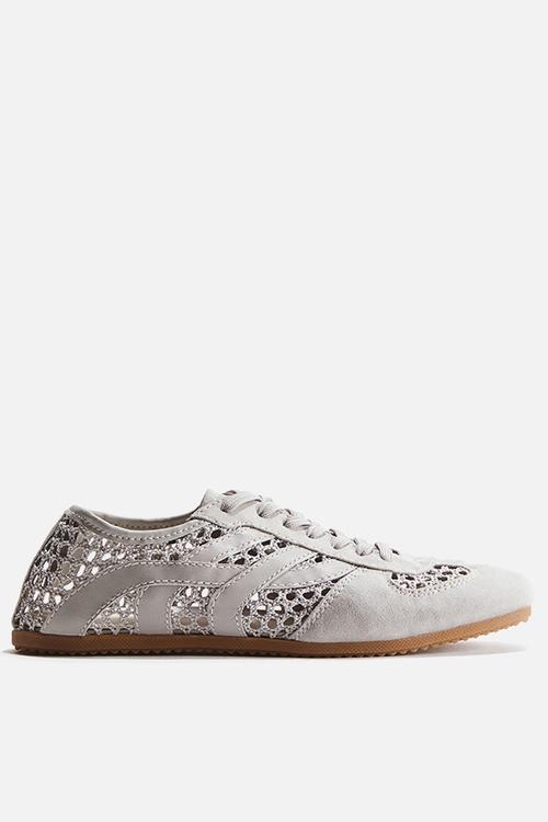 Crochet-look trainers - light grey