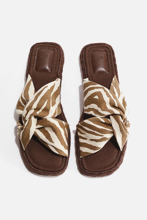 Cotton espadrille sandals - light beige/zebra print