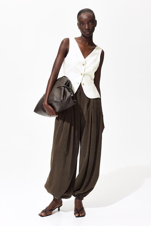 Linen-blend waistcoat - white