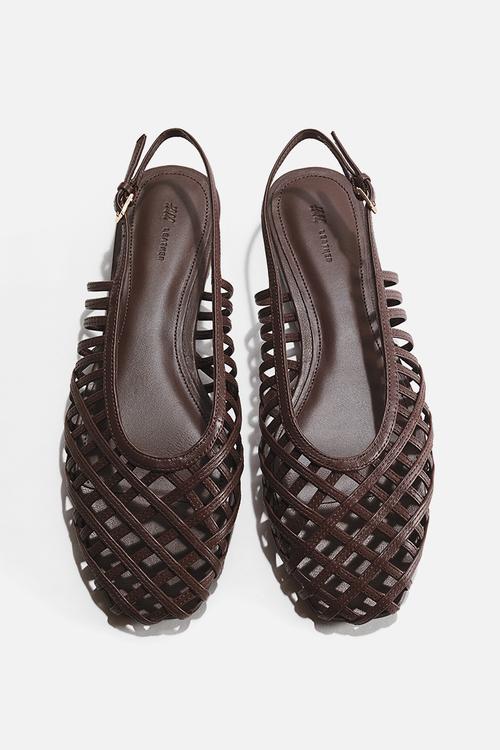 Leather slingbacks - dark brown