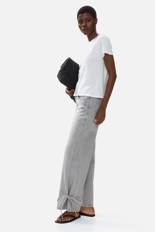 Barrel high waist ankle jeans - light denim grey