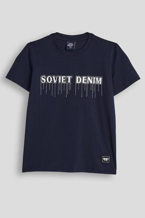 Boys S/Slv Crew Neck Tee - Navy
