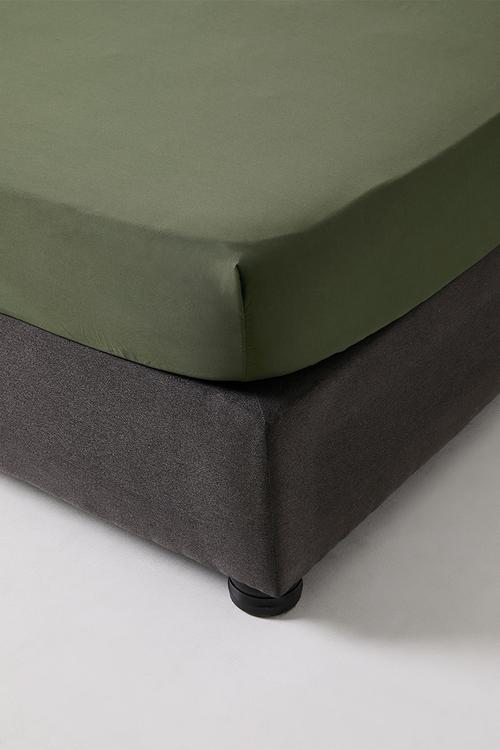 Recycled microfibre fitted sheet Olive