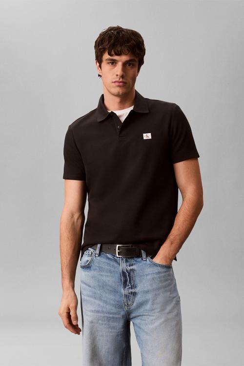 Waffle Classic Badge Polo- Black