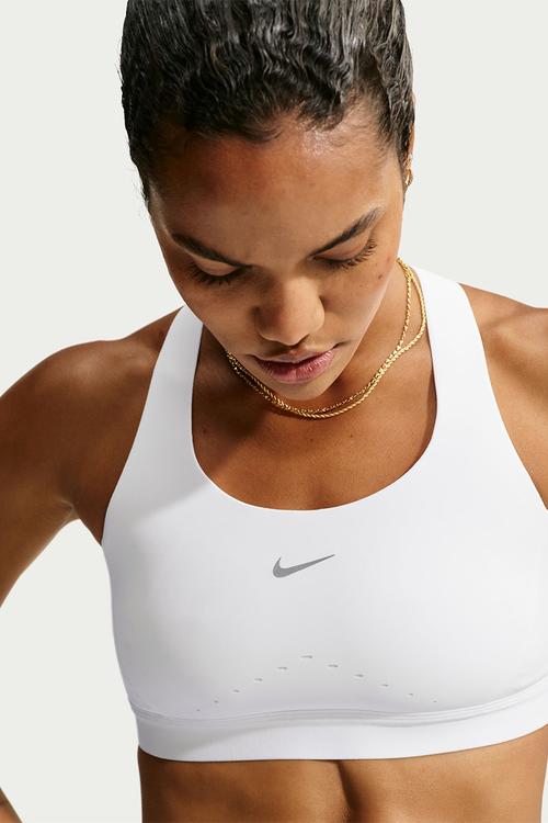 W Nk Swift High-Support Lightly Lined Sports Bra - White/Reflectivesilv