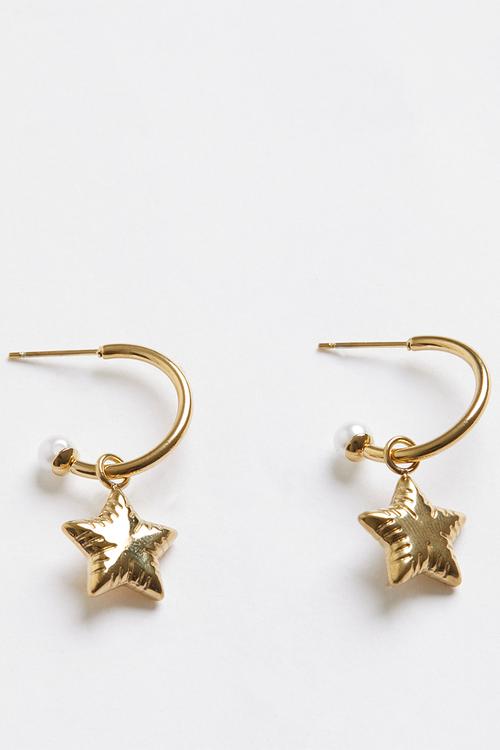 Funky-Cool Hoop Drop-Earrings - Gold