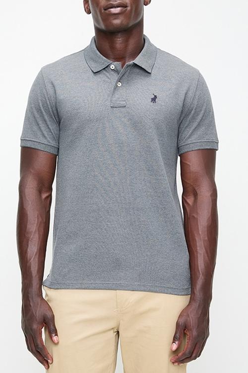 Mens stretch pique short sleeve golfer - grey