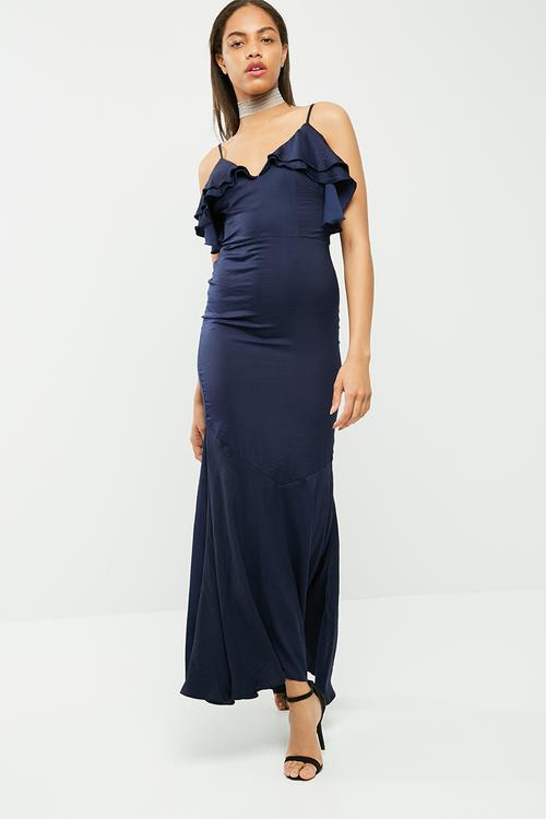 Strappy frill detail maxi dress