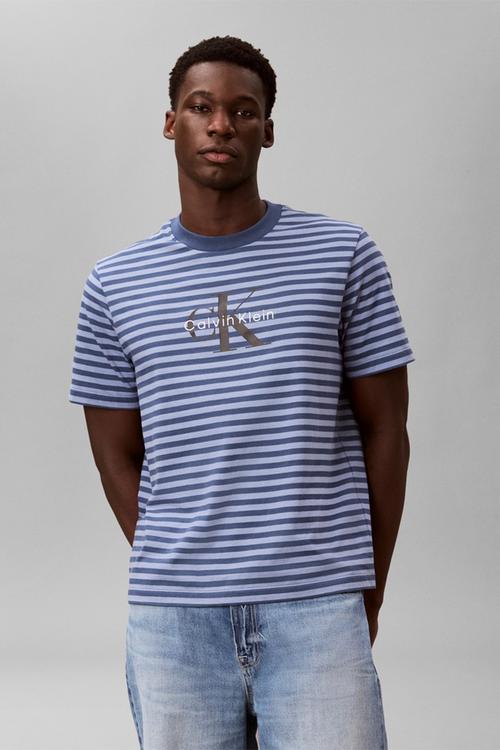 short sleeve 20s stripe jersey monologo cn tee - blue