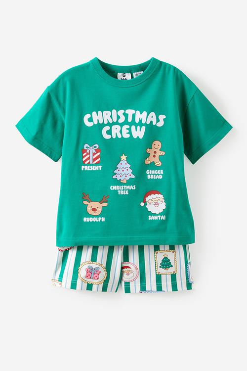 Kids Dreamdrift Family Xmas Pj Set - English Ivy/Santa Stamp